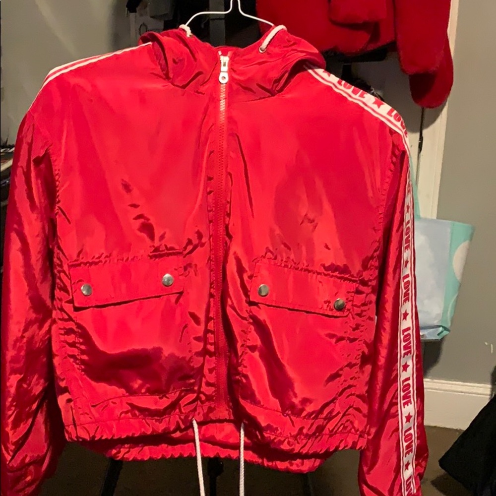 Red zip up sweater for juniors